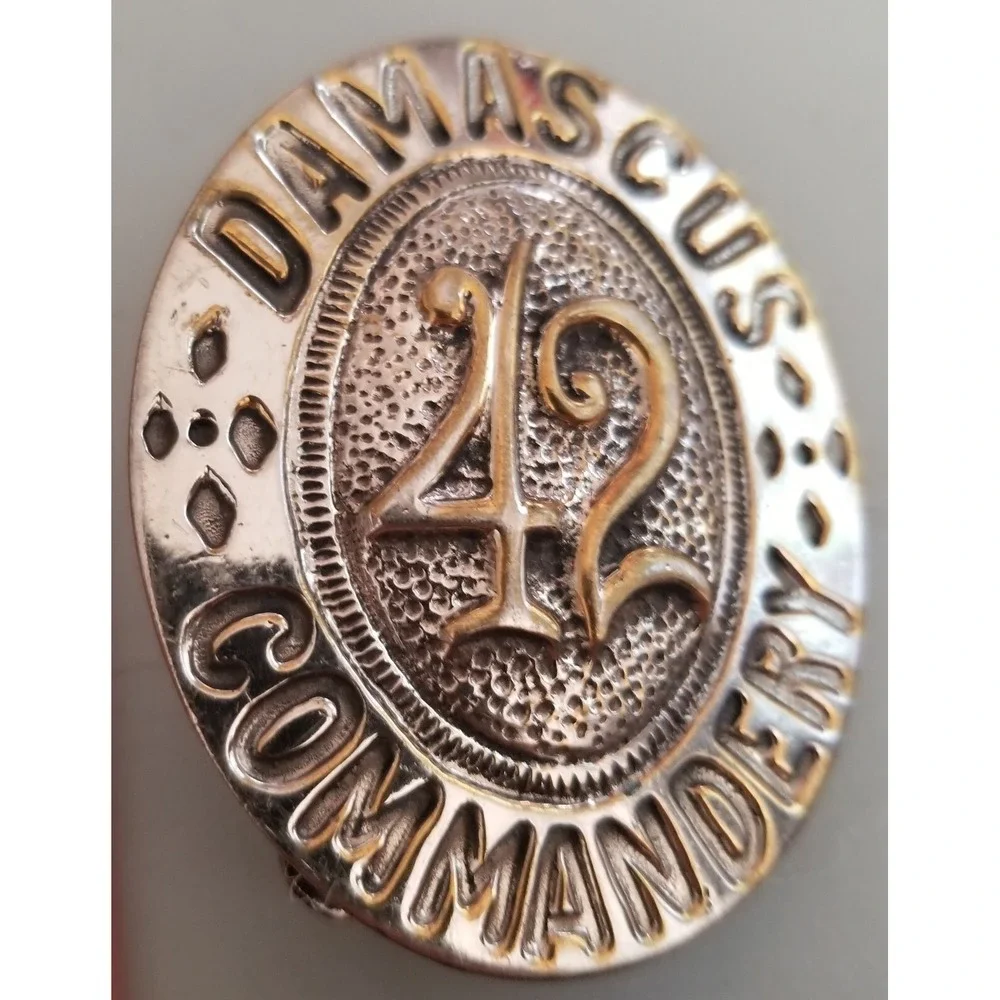 Damascus Commandery 42 Knights Templar Masonic Antique Vtg Belt Buckle